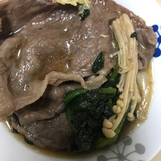 牛肉で☆エノキと小松菜のすき煮(^○^)